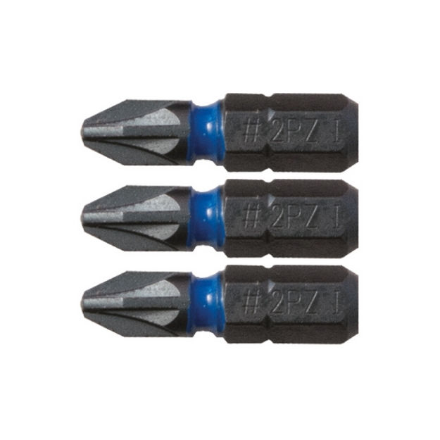 Picture of BLUE STEEL IMPACT SCREWDRIVER BIT 25MM PZ3 PK3