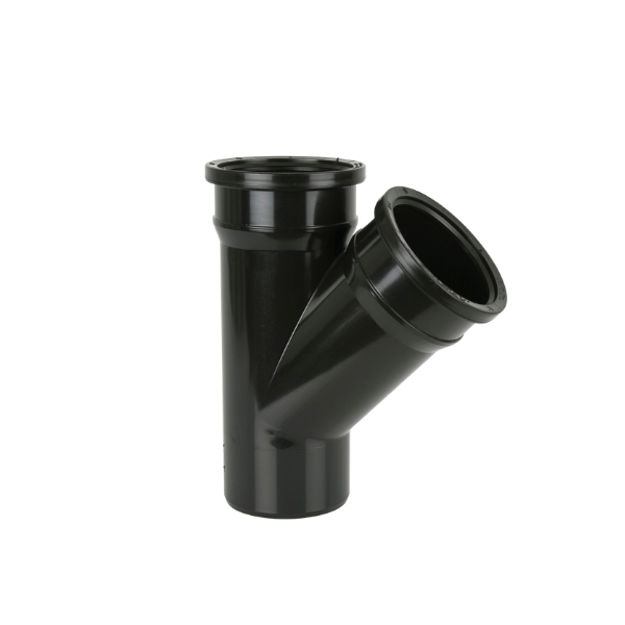 Picture of BS419 135 DEG D/S BRANCH W/O BOSSES BLACK
110MM PUSH FIT

