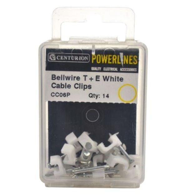 Picture of BELLWIRE T+E WHITE CABLE CLIPS (PACK OF 14)
