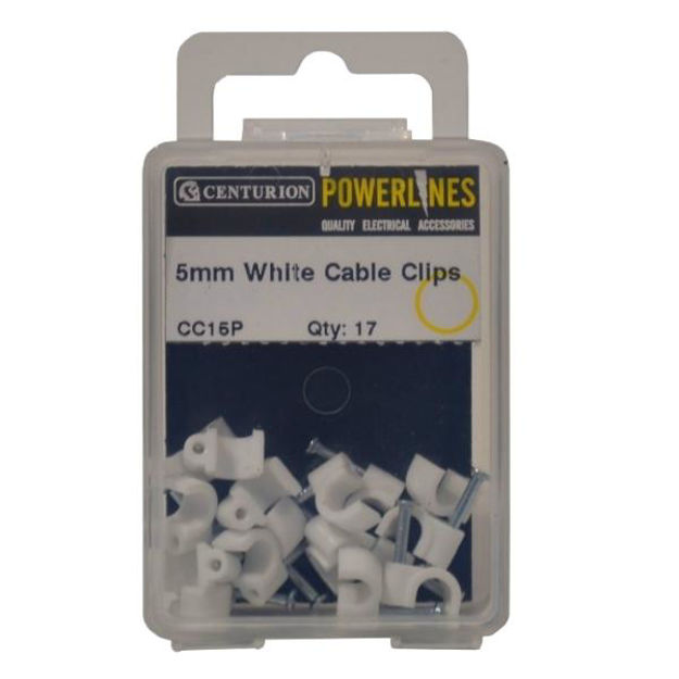 Picture of 5MM WHITE CABLE CLIPS (PACK OF 17)